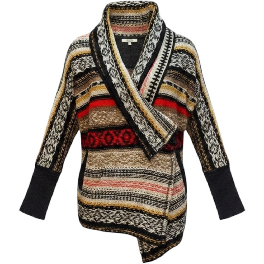 BB Dakota Multicolor Open-Front Striped Shawl Cardigan